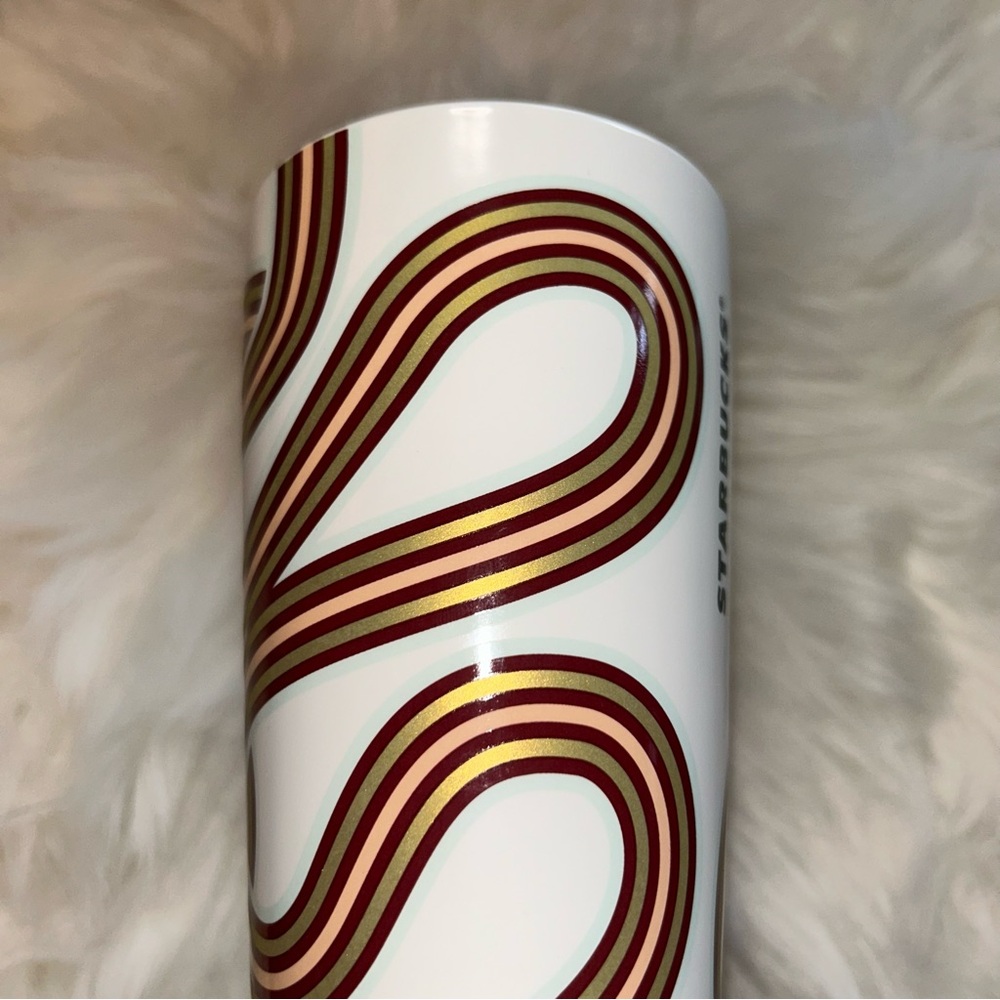 Starbucks Ribbon Swirl Ceramic Cup Warm Wishes Mug Hot Tumbler 12oz New 2024 - Picture 15 of 17